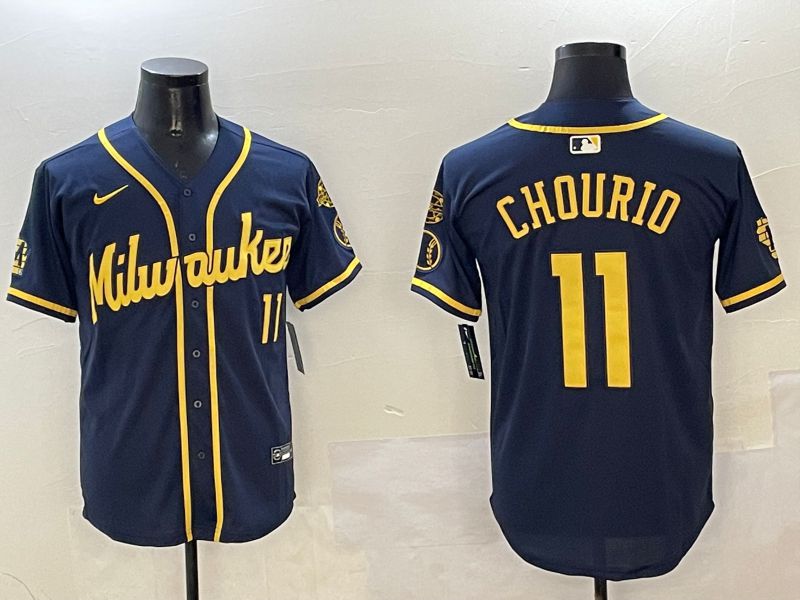 Men Milwaukee Brewers #11 Chourio Blue Fashion 2025 Nike MLB Jersey style 5->milwaukee brewers->MLB Jersey